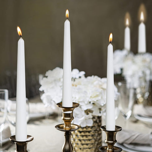 BOLSIUS White Taper Candles - 4 Pack Unscented 10 Inch Dinner Candle Set - 8 Hours Burn Time - Premium European Quality - Smokeless and Dripless H...