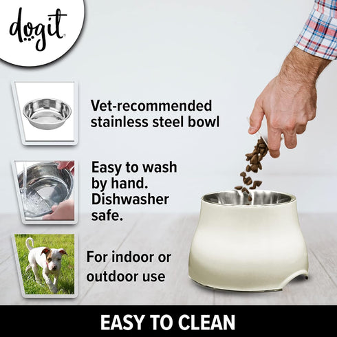 Dogit Elevated Dog Bowl, Stainless Steel Dog Food and Water Bowl for Small Dogs, White, 73745...