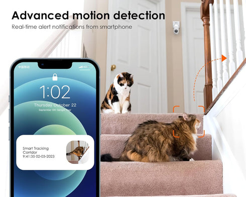P Panoraxy AI 2K 3MP Wifi Security Indoor Camera, Wireless Plug in Camera, 24/7 Human&Sound Detection, 2.4G PTZ Pet Camera, Dual-Way Talk, Color N...