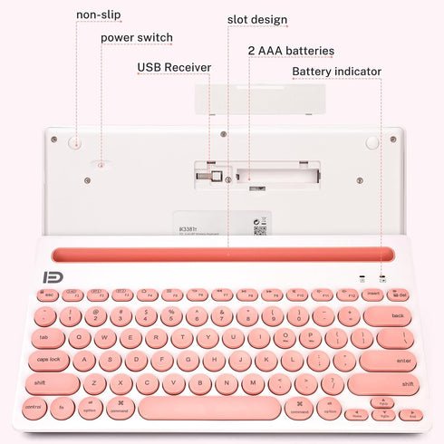 Dual Channel Multi-Device Universal Cute Wireless Bluetooth Keyboard Portable Slim with 20m Connection Distance for Tablet Smart Phone PC Windows ...