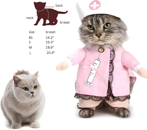 NACOCO Dog Cat Nurse Costume Pet Nurse Clothing Halloween Jeans Outfit Apparel (XS)...