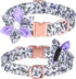 Cute Girl Dog Collars for Small Medium Large Dogs, Floral Patterns Female Dog Collar with Detachable Rhinestone Flower for Female Dogs (S, White/P...
