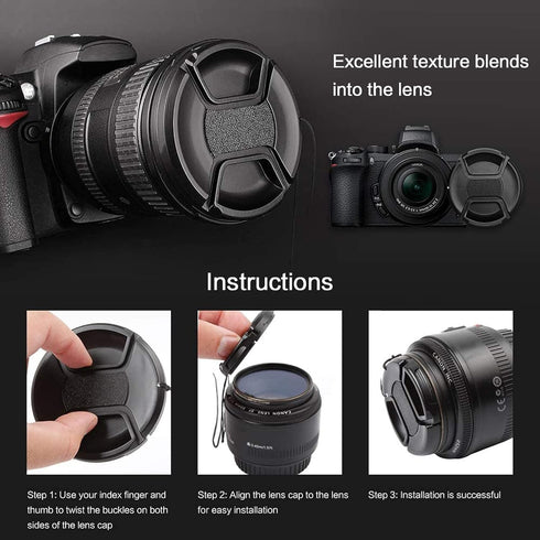2 Packs 52mm Camera Lens Cap for Nikon D850 D7500 D3500 D3000 D3100 D3200 D3300 D5000 D5100 D5200 D5300 D5500,Canon EOS 90D , Rebel T7, 200d ii?1x...