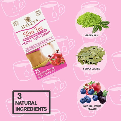Hyleys Slim Tea Pomegranate Flavor - Weight Loss Herbal Supplement Cleanse and Detox - 25 Tea Bags (1 Pack)...