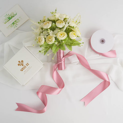 MEEDEE Mauve Rosy Satin Ribbon 1-1/2 Inch Rose Pink Ribbon Lux Satin Double Faced Satin Ribbon by 50 Yards Pink Polyester Satin Ribbon for Crafts,...