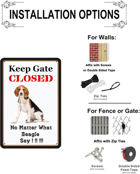 Keep Gate Closed Tin Sign - Keep Gate Closed No Matter What the Dogs Say Warning Sign Home Decor - Beware of Dog Beagle Guard Sign - Funny Door Ya...