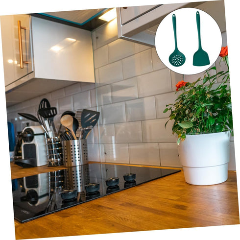 Zerodeko 1 Set Silicone Spatula Cooking Spatula Slotted Skimmer Silicone Straining Ladle Silicone Nonstick Spatula Silicone Slotted Spoon Colander...