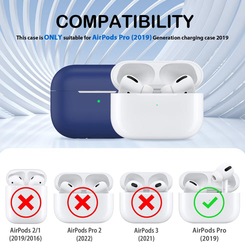 AirPods Pro Case Cover, Military Grade Anti-Fall Soft Silicone Shock-Absorbing Protective AirPods Pro 2nd/1st Generation Case with Keychain and Cl...