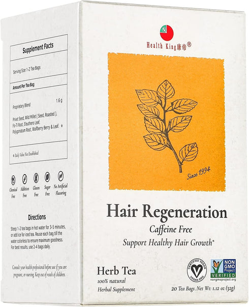 Health King Hair Regeneration Herb Tea, Teabags, 20 Count Box...