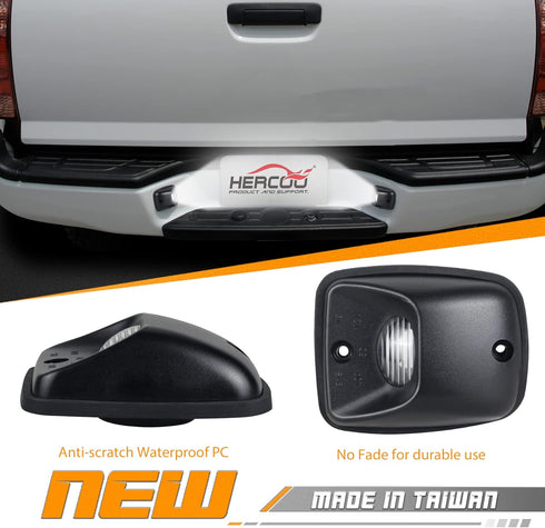 HERCOO License Plate Lights Lamp Lens Black Housing Compatible with 1995 1996 1997 1998 1999 2000 2001 2002 2003 2004 Tacoma Pickup Truck Rear Ste...