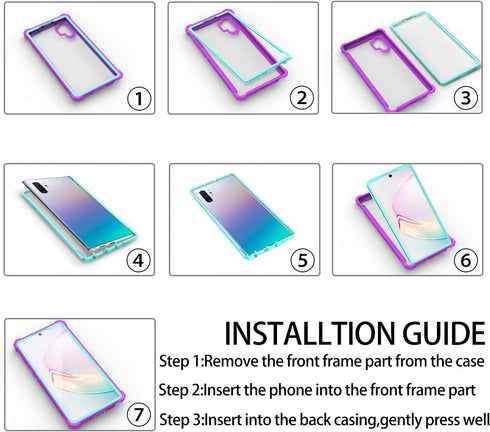 Case for Samsung Galaxy Note 10 Case with Screen Protector, Full Body Protective Hybrid Dual Layer Shockproof Acrylic Back Case Cover for Galaxy N...