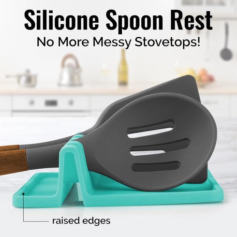Zulay Kitchen Silicone Utensil Rest with Drip Pad for Multiple Utensils - BPA-Free, Heat-Resistant Spoon Rest & Spoon Holder for Stove Top - Kitch...