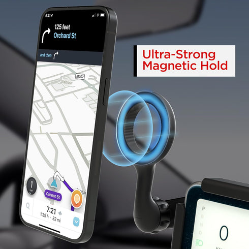 Compatible MagSafe Car Mount Charger, Foldable Dashboard Magnetic Wireless Car Charger for Tesla Model 3/Y X/S for MagSafe Car Charger Tesla Touch...
