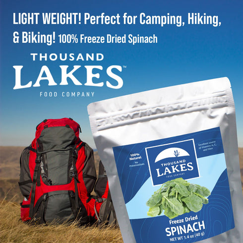 Thousand Lakes Freeze Dried Vegetables - Spinach 1.4 ounces | 100% Veggies | Nothing Added | Excellent Source of Iron...