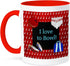 3dRose I Love Bowling Pins Ball Shoes and Bag Red Blue and White Two Tone Mug, 11oz, Multicolored...
