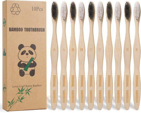 Toothbrushes Sustainable Biodegradable Eco-Friendly Natural Bamboo Charcoal Tooth Brush for BPA Free Soft Bristles, Dental Hygiene, Gum Care...