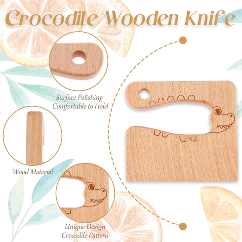 8 Pieces Wooden Kids Kitchen Knifes for Real Cooking Include Plastic Toddler Knife, Wood Kids Safe Knives, Potato Slicers, Serrated Edges Cooking ...