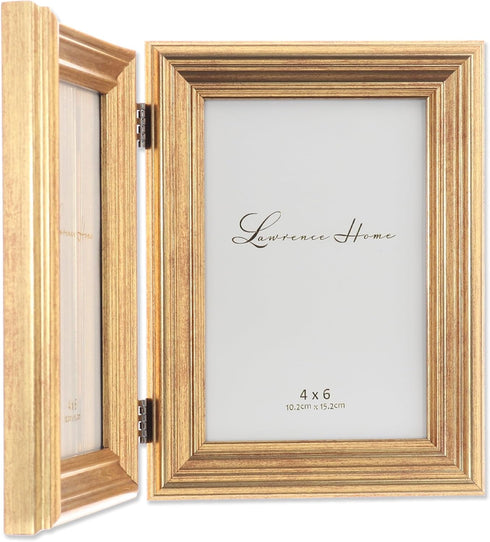 Lawrence Frames 4x6 Hinged Double Sutter Burnished Gold Picture Frame...
