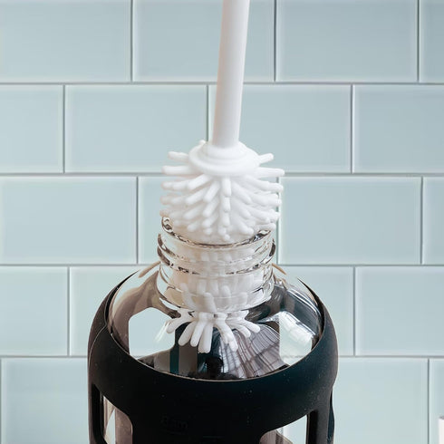 purifyou Platinum Silicone Water Bottle Cleaner Brush, Extra Long Handle 16 inch, with Cap Brush for Tumblers, Drinking Glasses, Vase - Perfect fo...