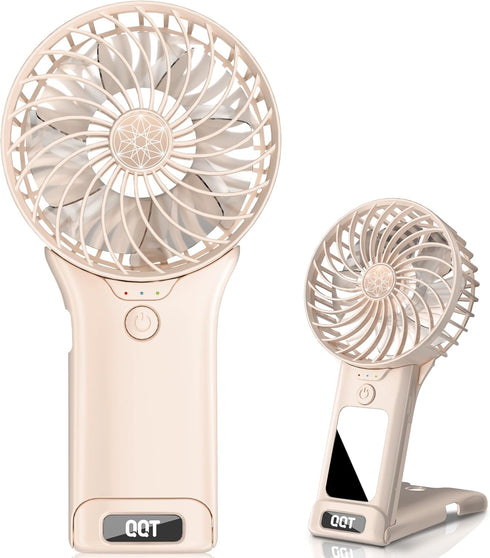 Mini Handheld Fan,4 Speed Adjustable Portable Battery Operated Fans,USB Rechargeable Desk Fan with Mirror,Max 15 Hrs Hand Fan For Travel Office Ou...