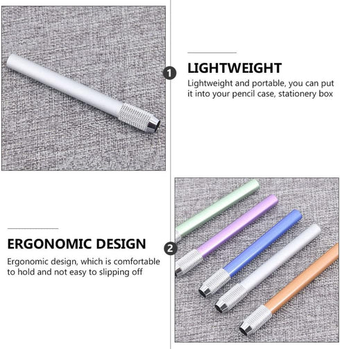 Operitacx 8pcs Stainless Steel Pencil Extenders Crayon Extenders Pen Extenders Pencil Extender Holder Pencil Lengthener Holder for Office Sketch A...
