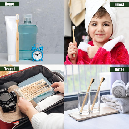 Sieral 24 Pcs Toothbrushes Extra Soft Bristles Wooden Bamboo Toothbrush 20000 Soft Natural Bristle Toothbrush for Kids Adults Home Travel Individu...