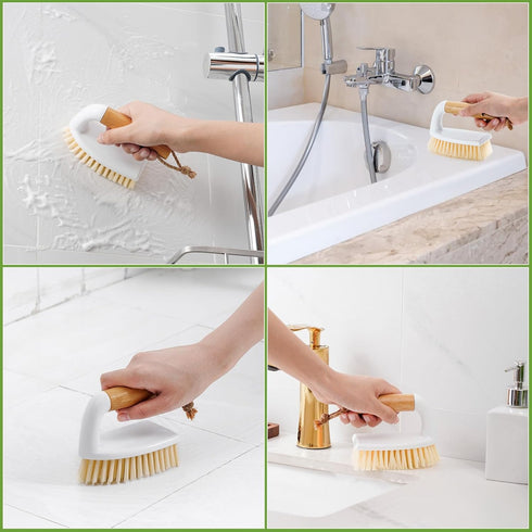 SUBEKYU Scrub Brush, Cleaning Brushes with Handle for Household Use, Heavy Duty Scrub Brushes for Cleaning Bathroom Shower Toilet Bathtub Tile Flo...