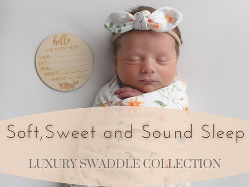 Baby Receiving Blanket Swaddle Blanket Infant Wrap with Matching Headband Beanie and Name Card (Green Leaf Flower)...