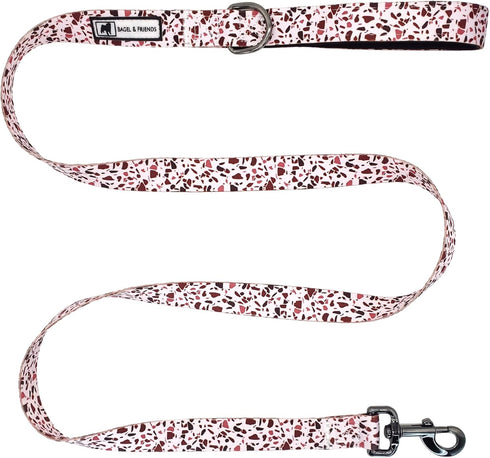 Bagel & Friends Matching Dog Collar & Leash Set XSmall, Small, Medium, Large for boy, Male, Female, Girl Dogs and Puppy (Medium, Speckled in Pink)...