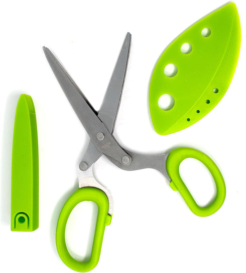 Norpro Multi Blade Herb Scissors with Blade Cleaner, 8-inch, Green...