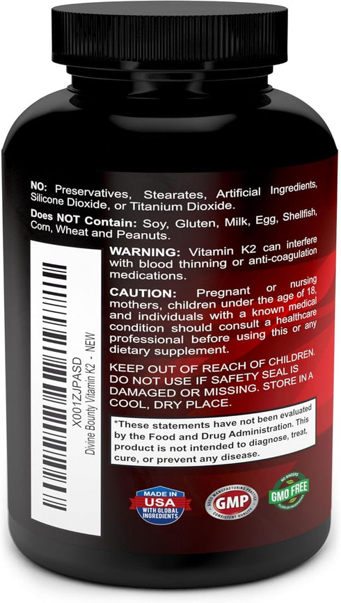 Vitamin K2 (MK7 & MK4) with D3 Supplement - Vitamin K & D as MK-7 100mcg, MK-4 500mcg, and 5000 IU Vitamin D3 3-in-1 Formula - Bone and Heart Supp...