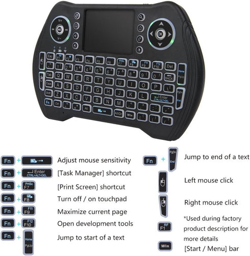 2.4G Wireless Keyboard with Touchpad Mouse Backlit USB Mini Keyboard Multi-Media Handheld Android Box Remote Keyboard for Pc,Pad,Xbox,360,Ps3,TV B...