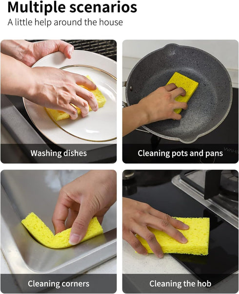 Cellulose Sponges,Heavy Duty Scrub Kitchen Sponge,Clean Tough Messes Without Scratching Sponges Kitchen,Pop Up Eco Sponges DIY Orange (6 Pack)...