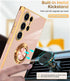LeYi for Samsung Galaxy S24 Ultra Phone Case: with 360° Rotatable Ring Holder Magnetic Kickstand, Plating Rose Gold Edge Protective Samsung Galaxy...