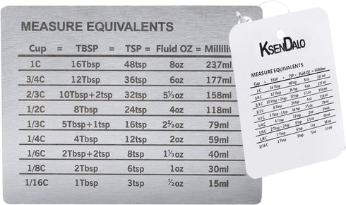 Measurement Conversion Chart with Strong Magnet Backing, KSENDALO Stainless Measurement Conversions For Cups, Tablespoons, Teaspoons, Fluid Oz and...