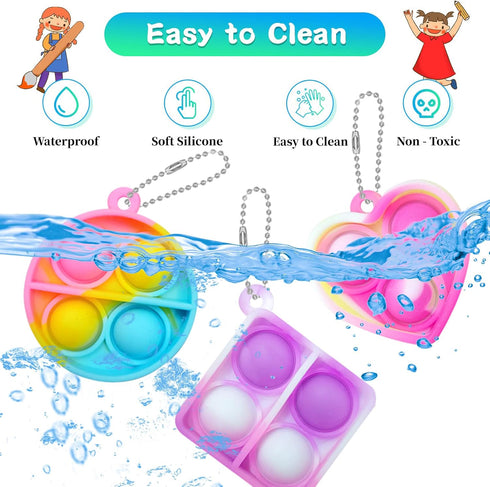 Pop Fidget Keychain, Mini Fidget Toys Bulk, Party Favors for Kids 4-8,8-12 Years Kids Goodie Girls Bag Stuffers Fidgets for Classroom Prizes Senso...