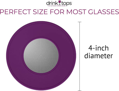 Drink Tops Ventilated Silicone Wine Glass Covers - Weighted Cover Allows air to circulate - Outdoor Glass Protectors prevent particles - BPA Free ...