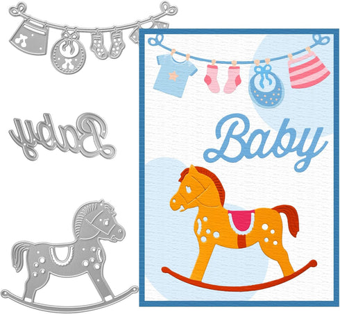 Cutting Dies Metal, Baby Party Decoration Embossing Stencils for DIY Scrapbooking Photo Album Decorative DIY Paper Cards Making Gift, Babyshower M...