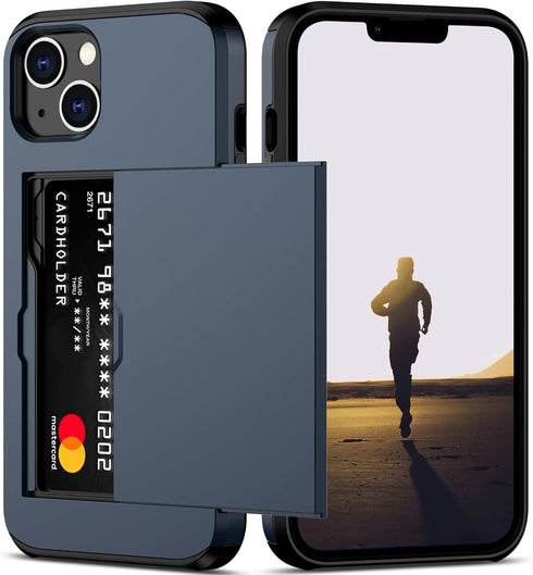 Nvollnoe for iPhone 13 Case with Card Holder Heavy Duty Protective Dual Layer Shockproof Hidden Card Slot Slim Wallet Case for iPhone 13 for Women...