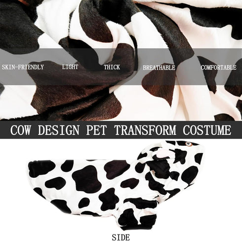 Cow pet Clothing, Small and Medium-Sized cat and Dog Clothing, Modeling Cow Role-Playing Dog and cat Clothing, Suitable for Spring, Autumn and Win...