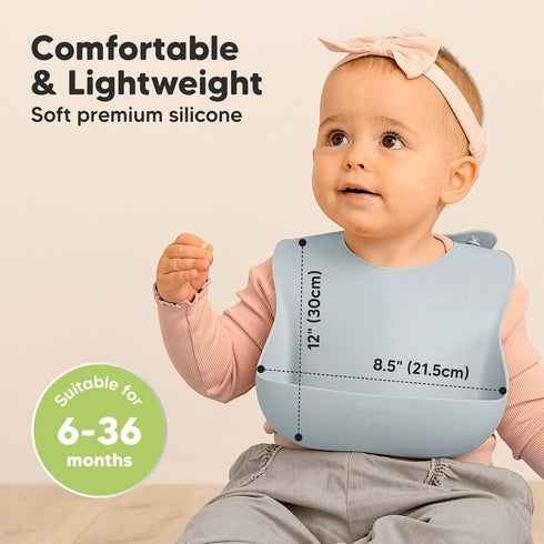 KeaBabies 2-Pack Silicone Bibs For Babies, Silicone Baby Bibs for Eating, Food-Grade Pure Silicone Bib, Toddler Bibs, Waterproof Bibs, Feeding Bib...