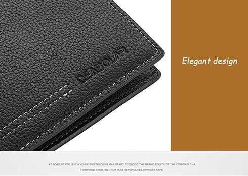 Men Wallet Black PU Material 4 Credit Card Holder 2 Money Pockets 1 Clear Window Suitable for Men Women Gifts without RFID Slim Small Wallets for ...
