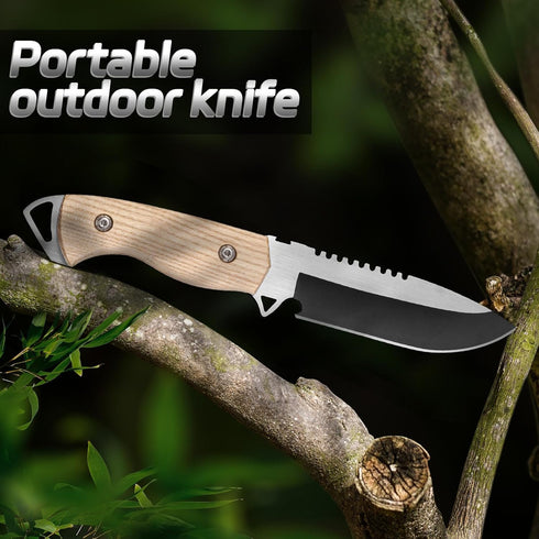 1PC outdoor multifunctional cutting knife, EDC convenient straight knife, fixed blade, multi-purpose camping and hiking survival knife...