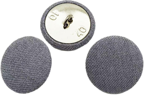 20PC Sewing Satin Fabric Cloth Covered Buttons with Metal Shank Round Buttons for DIY Sewing Clothing Craft Buttons, Grey, 25mm...