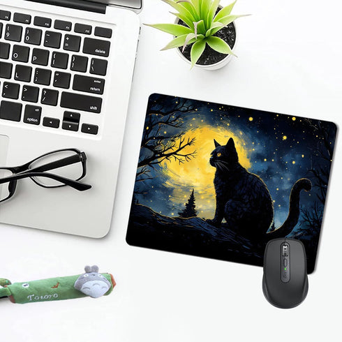 Black Cat Mouse Pad Cute,Anime Cat Mouse Pads for Wireless Mouse Desk Accessories,Mousepad with Non-Slip Rubber Base,Gaming Mouse Pad,Mouse Mat De...