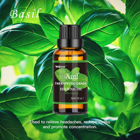 Basil Essential Oil, Essential Oil,100% Natural Essential Oil-Perfect for Diffuser, Humidifier,Aromatherapy, Massage,Skin & Hair Care,1.01fl oz...