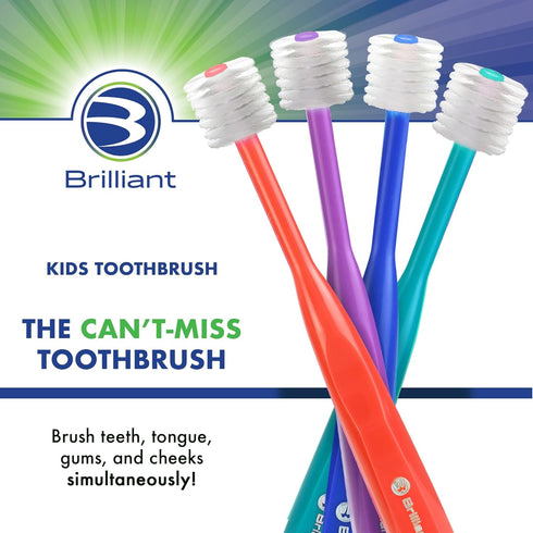 Brilliant Oral Care Kids Toothbrush with Soft Bristles and Round Head, for a Child Approved, Easy to Use All-Around Clean Mouth, Ages 5-9 Years, R...
