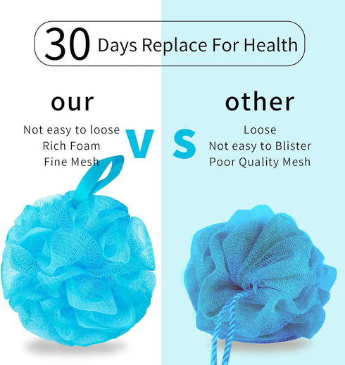 Bath Loofah Shower Sponge Body Back Scrubber Soft Mesh Shower Puffs Exfoliating Loofa for Women & Men Bath Accessories Cleaning Tool (1 Count (Pac...