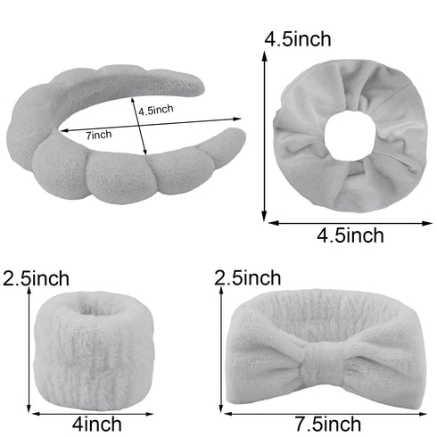 Spa Headband and Wristband Set 6Pcs Skincare Makeup Headband Puffy Bubble Headband for Washing Face Sponge Skin Care Headbands Face Wash Headband ...