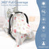 SERAPHY Muslin Car Seat Covers for Babies, Breathable Baby Car Seat Cover for Boys and Girls, Cotton Infant Carseat Canopy Covers -Flowers...